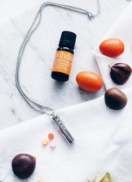 Gift box Puhdas + Necklace diffuser + Sweet Orange essential oil