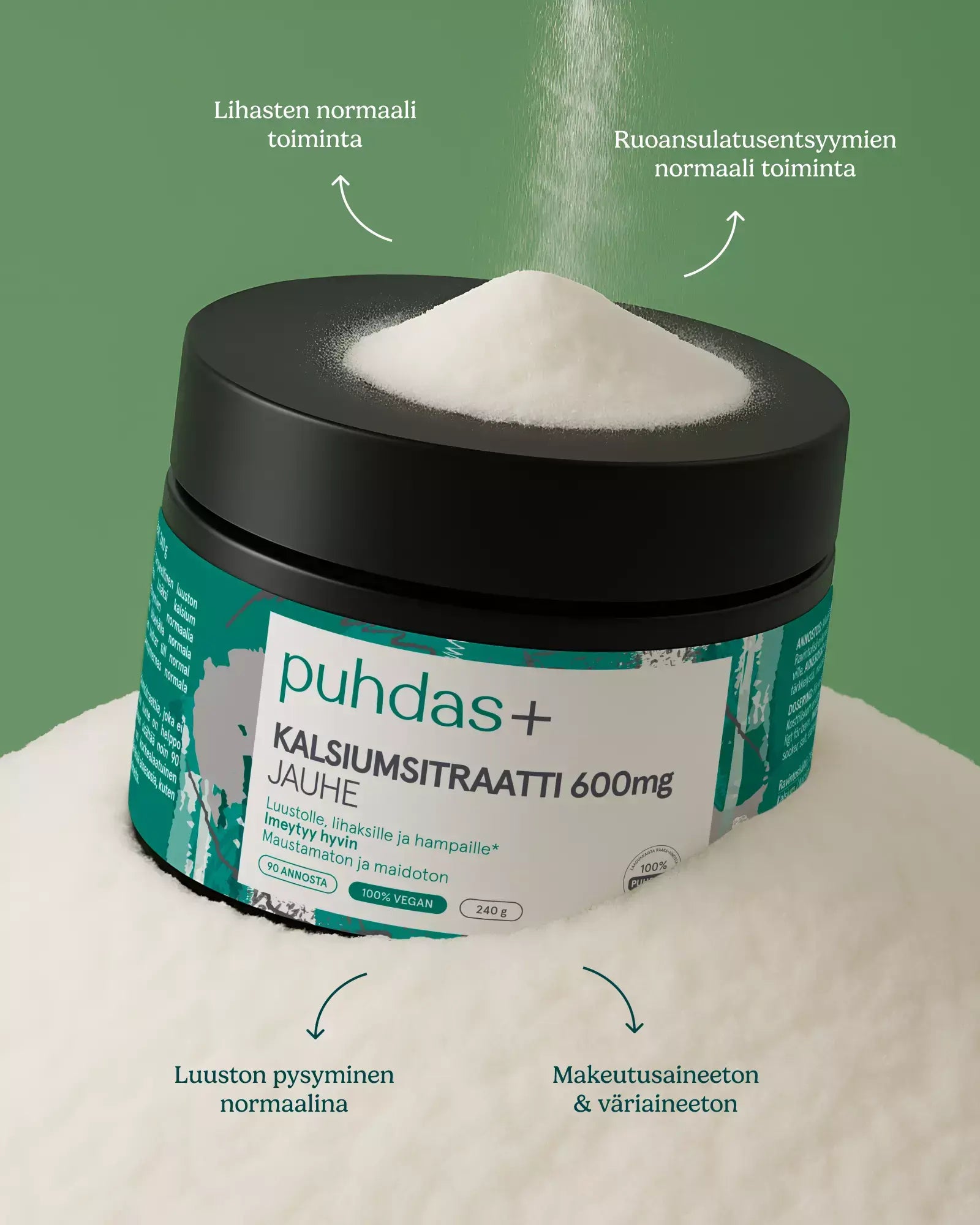 Kalsiumsitraattijauhe 600 mg 240 g